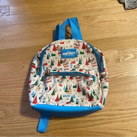 Disney Mickey & Friends Christmas Mini Backpack Book Bag Pluto Goofy - Picture 2 of 5